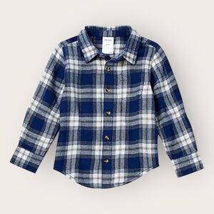 Okie Dokie Woven Plaid Toddler Crew Neck Long Sleeve Fitted Button-Down Shirt